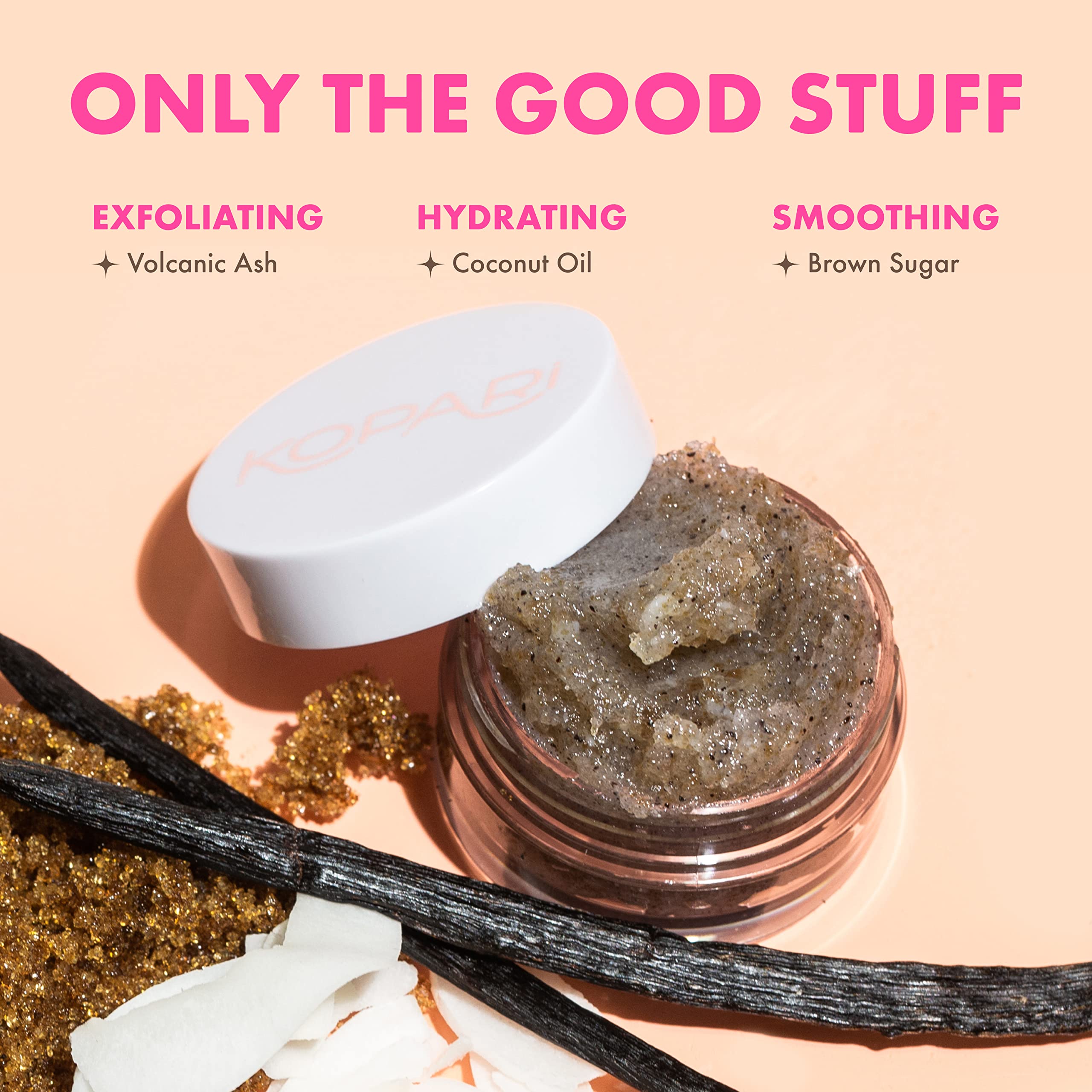 Kopari Coconut Lip Scrubby — Exfoliating Lip Scrub with Volcanic Sand, Brown Sugar & Coconut Shells (Vegan)