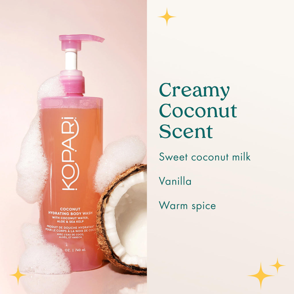 Kopari Jumbo Coconut Hydrating Body Wash – 25 oz | Coconut Water, Aloe, Sea Kelp