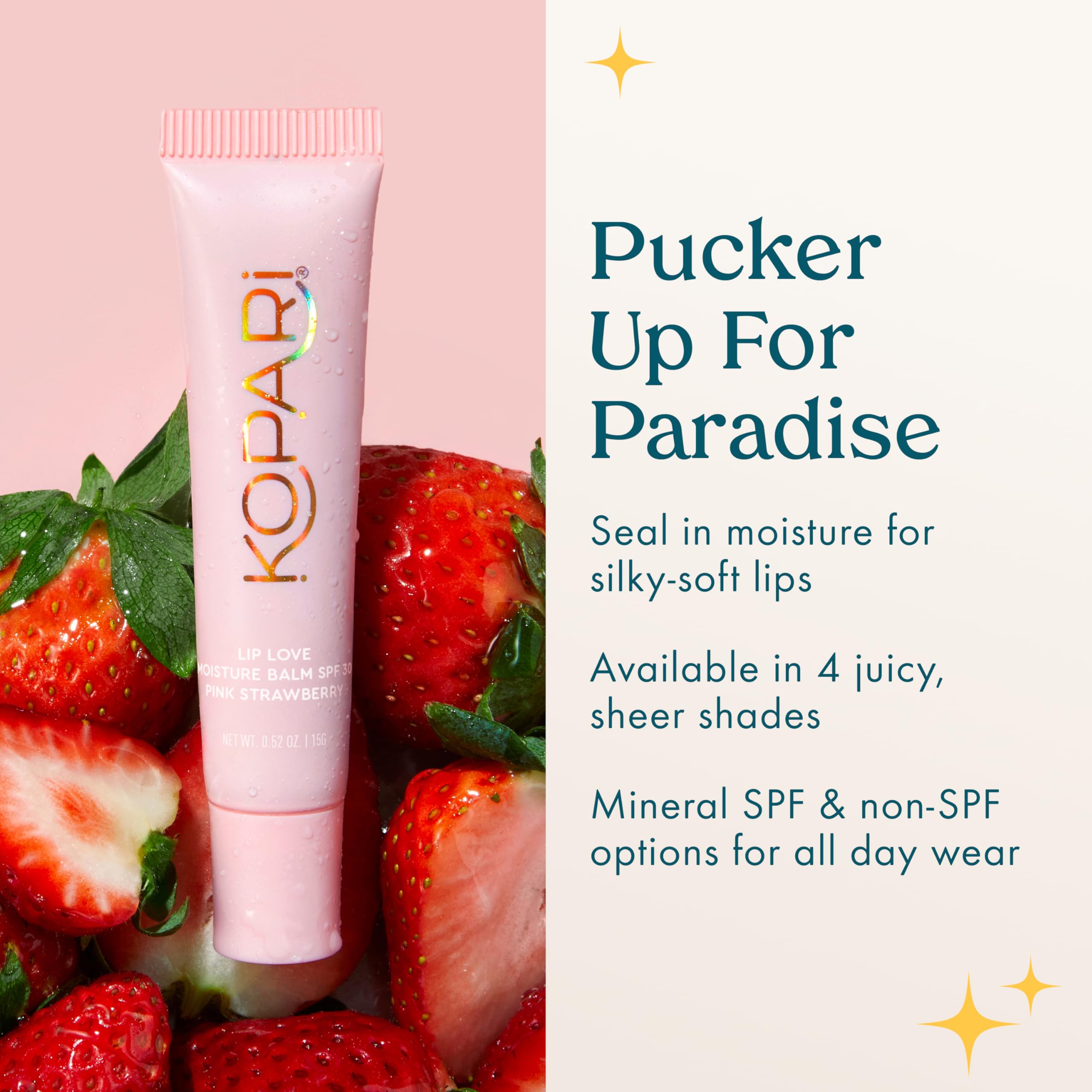 Kopari Lip Love Moisture Balm SPF 30 | Mineral Zinc Oxide & Ceramide Hydration