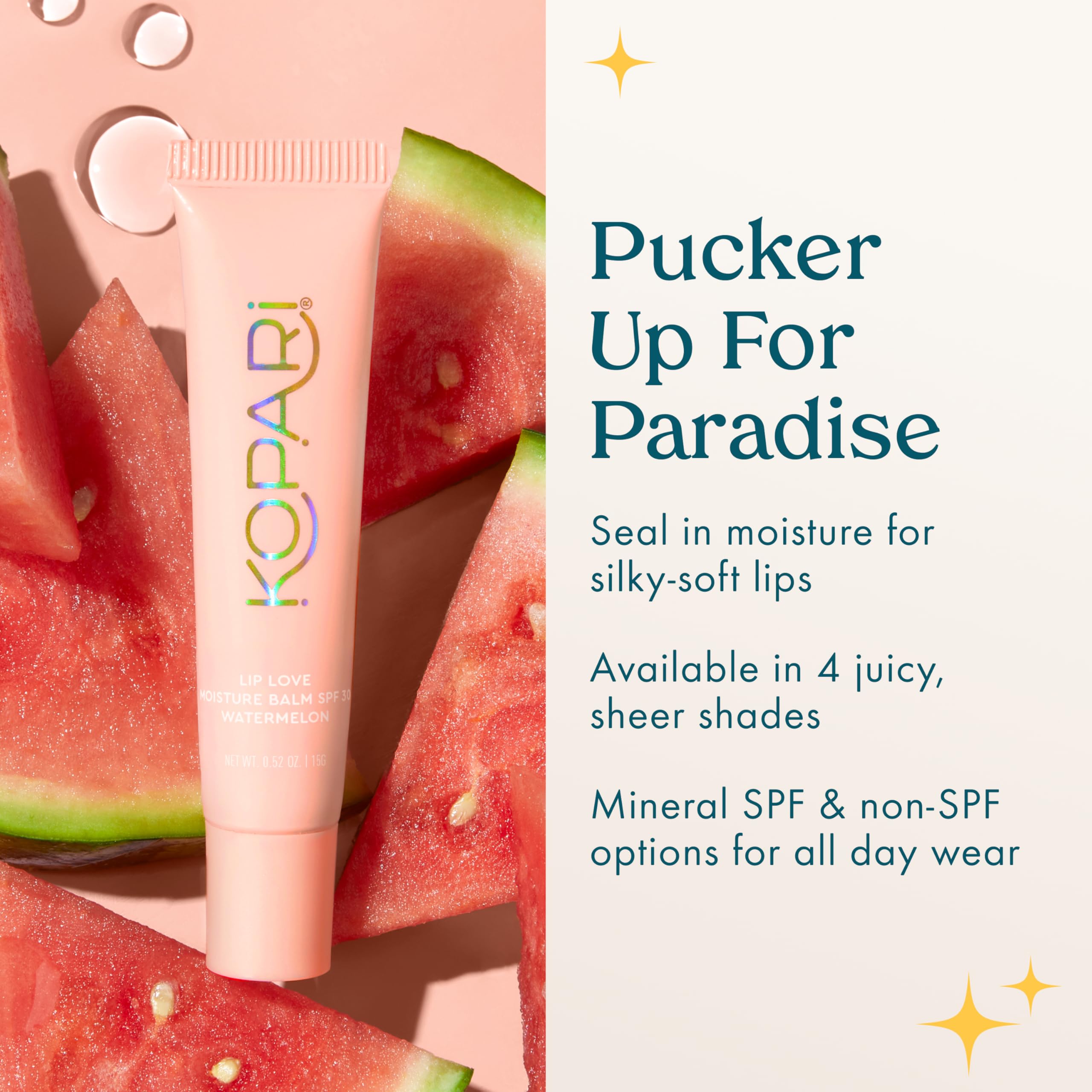 Kopari Lip Love Moisture Balm SPF 30 Watermelon – Tinted Mineral Lip Sunscreen