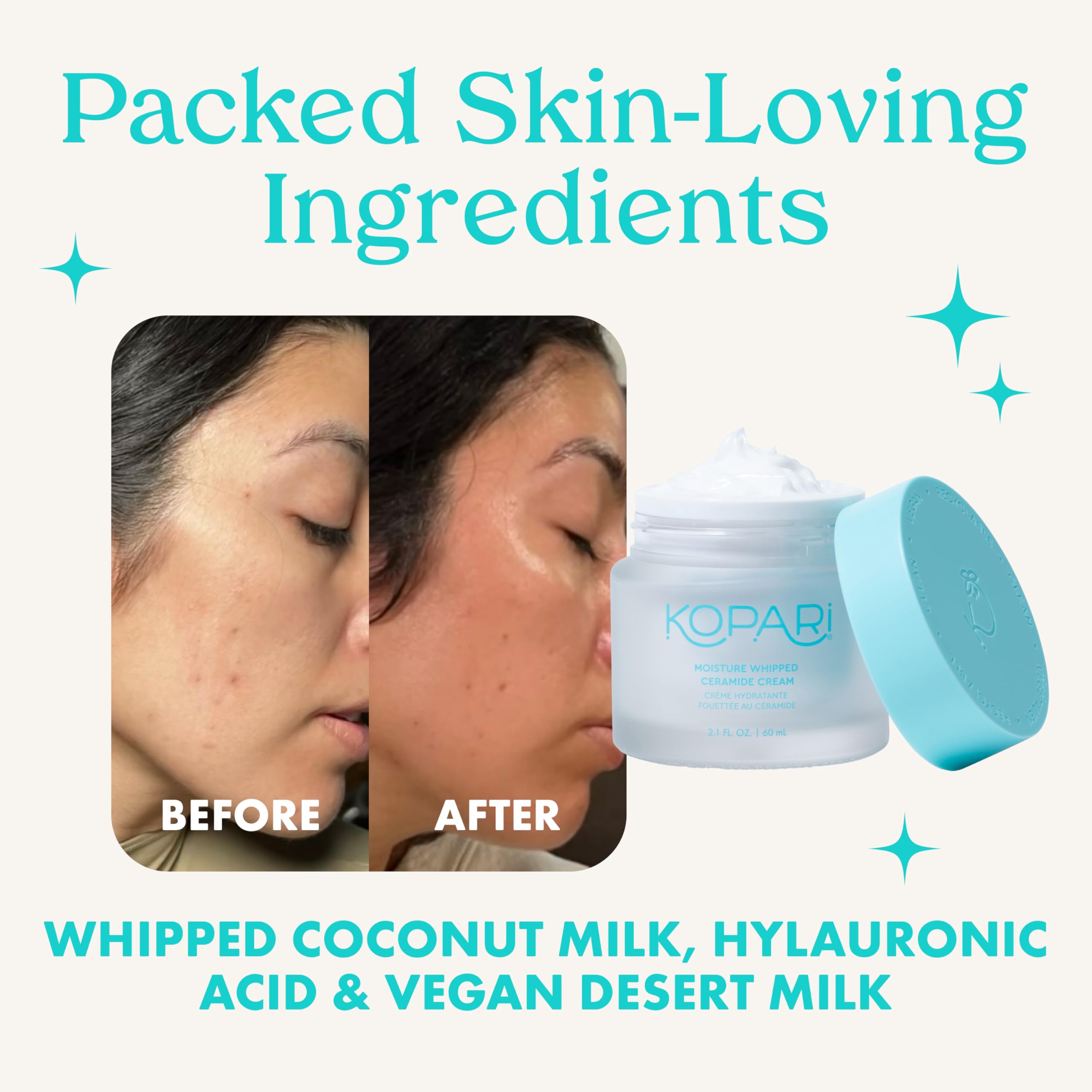 Kopari Moisture Whipped Ceramide Cream | Hydration + Barrier Support | Vegan Ceramides