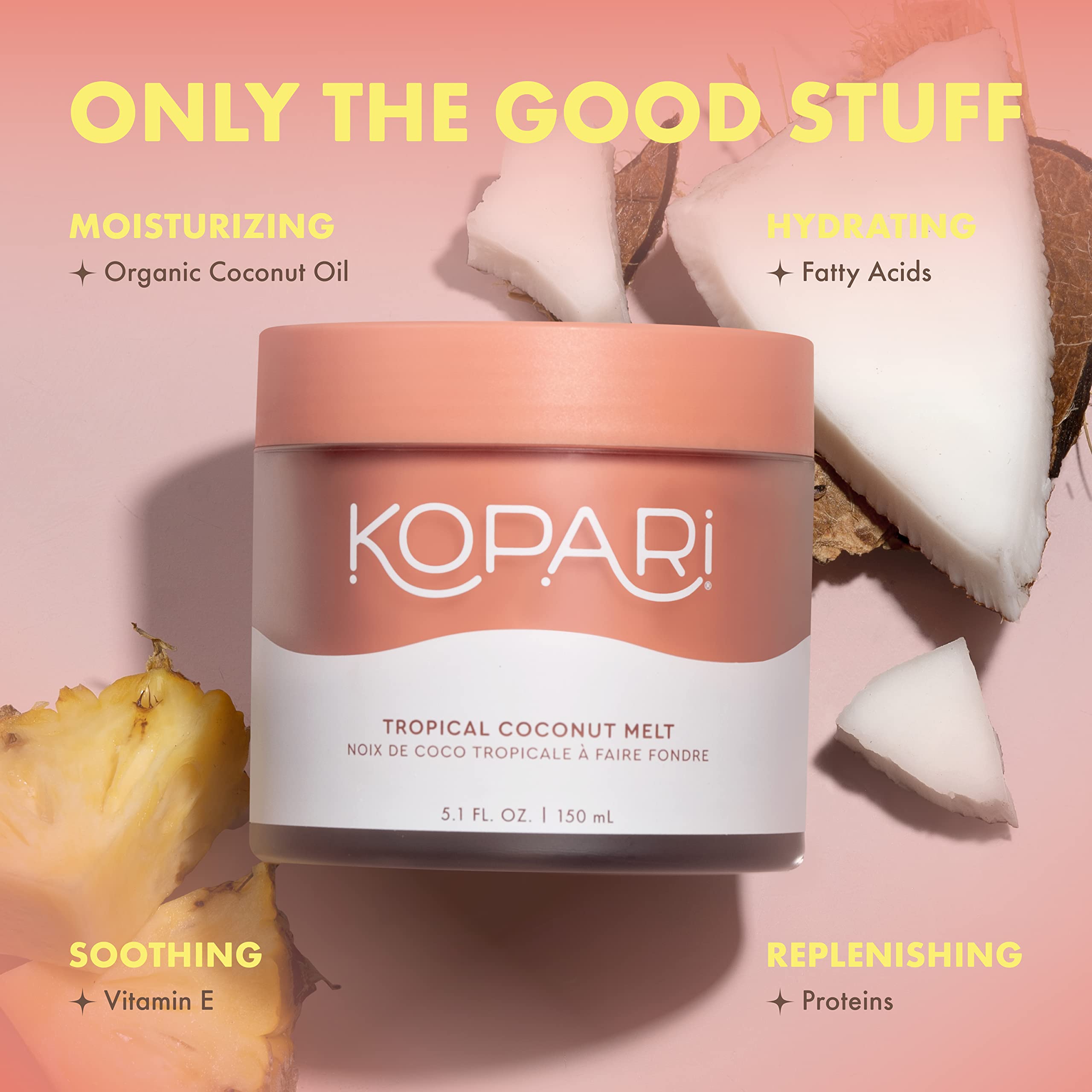 Kopari Organic Tropical Coconut Melt – 100% Unrefined Coconut Oil for Skin, Hair & Body | 5 oz