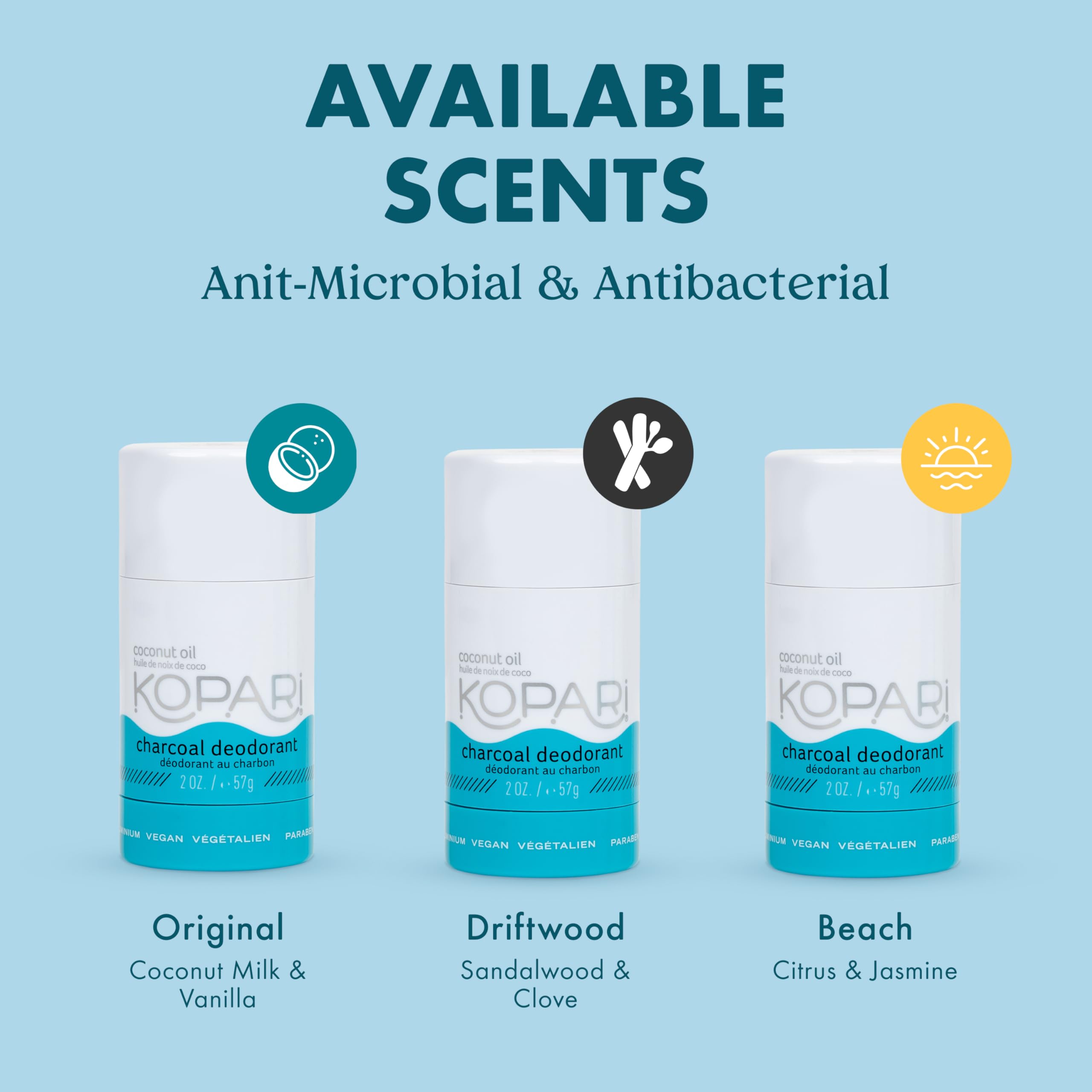 Kopari Aluminum Free Coconut Deodorant – Original 2 Pack | No Aluminum, Parabens, Baking Soda