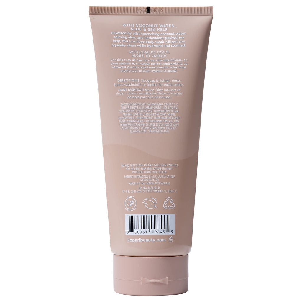 Kopari Tahitian Vanilla Hydrating Body Wash with Coconut Water & Aloe – Moisture-Preserving Cleanse, 9.0 oz