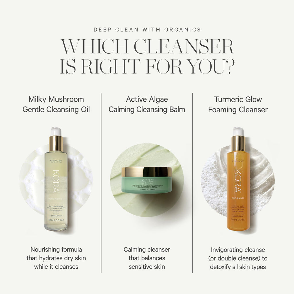 KORA Organics Active Algae Calming Cleansing Balm — Travel-Size, Melt Makeup & SPF, 1.01 fl oz