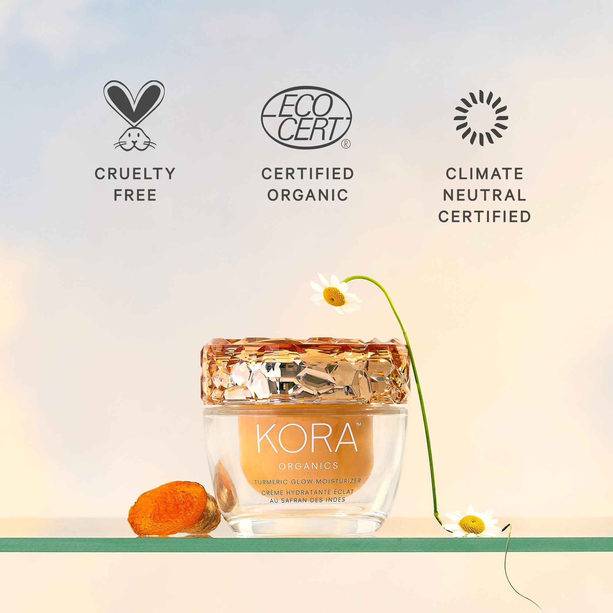 KORA Organics Turmeric Glow Moisturizer – Hydration, Radiance & Refillable Jar | 1.69 fl oz