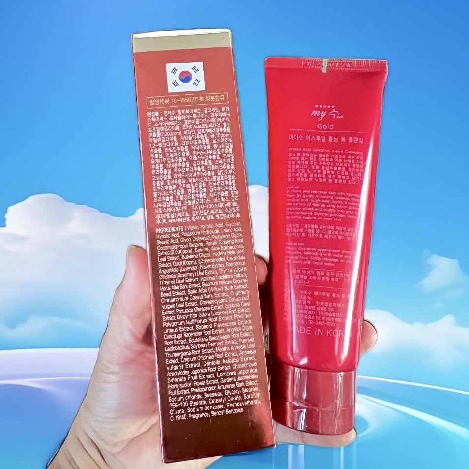Korean Red Ginseng Foam Cleansing 130ml | Gentle Deep Cleanse, Makeup Removal & Sebum Control