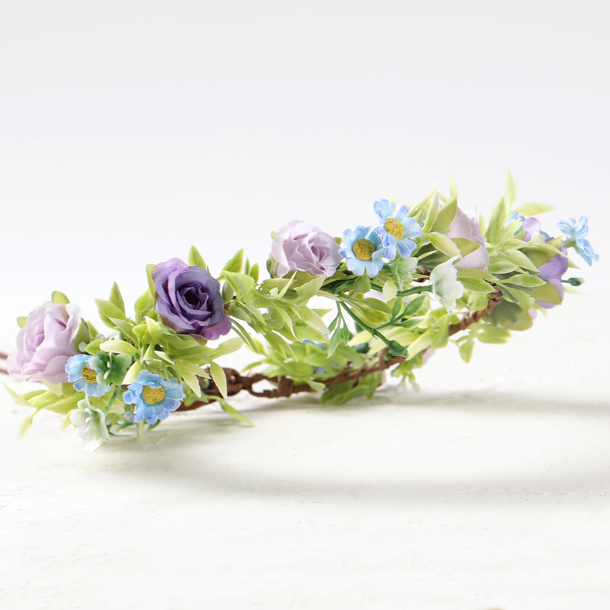 KorViSHOW Rose Flower Crown for Women - Purple Fairy Headband for Weddings & Festivals