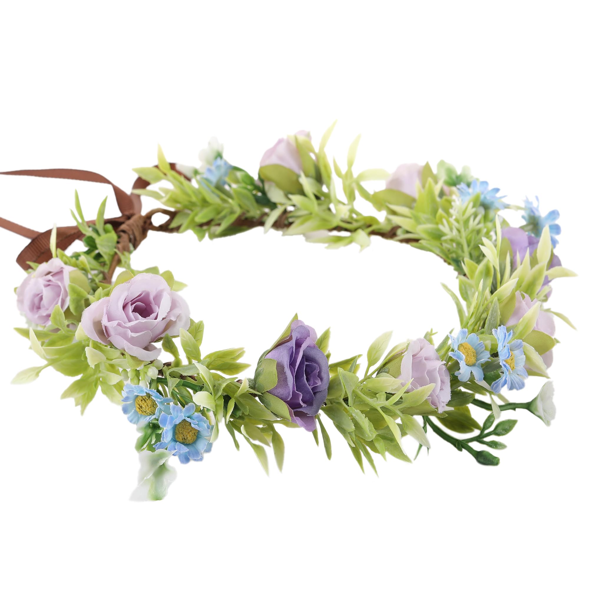 KorViSHOW Rose Flower Crown for Women - Purple Fairy Headband for Weddings & Festivals