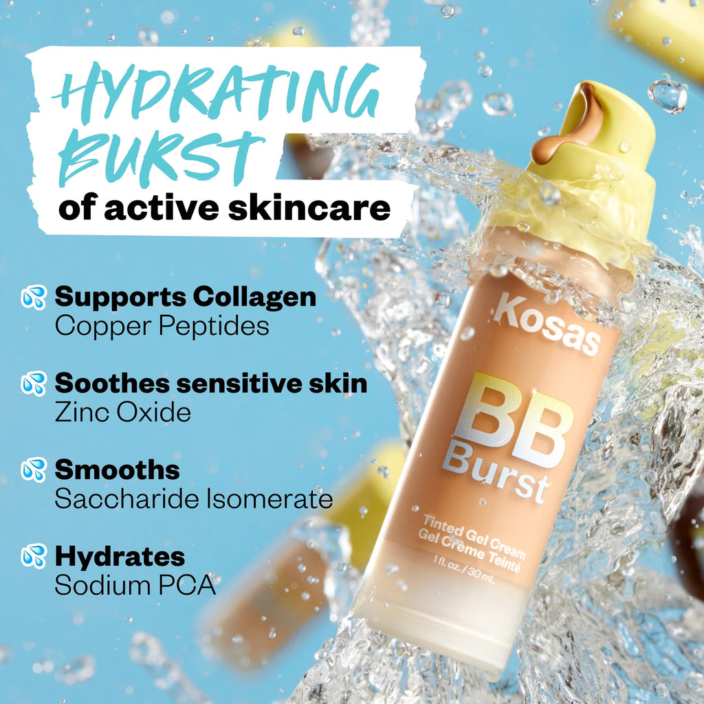 Kosas BB Burst Tinted Gel Cream – Buildable Coverage, Hydration & Glow (Medium Deep Neutral 33)