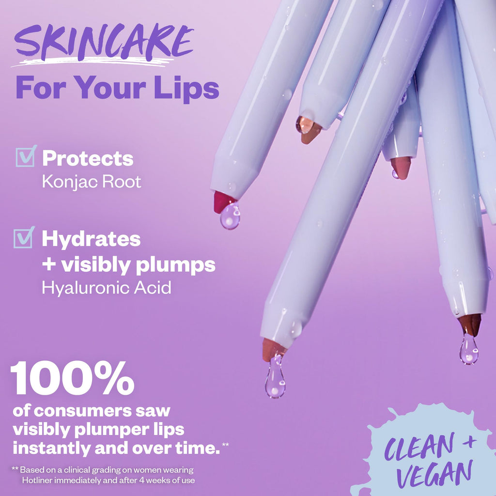 Kosas Hotliner Retractable Lip Liner – Built-In Sharpener & Brush, Hydrating & Long-Lasting