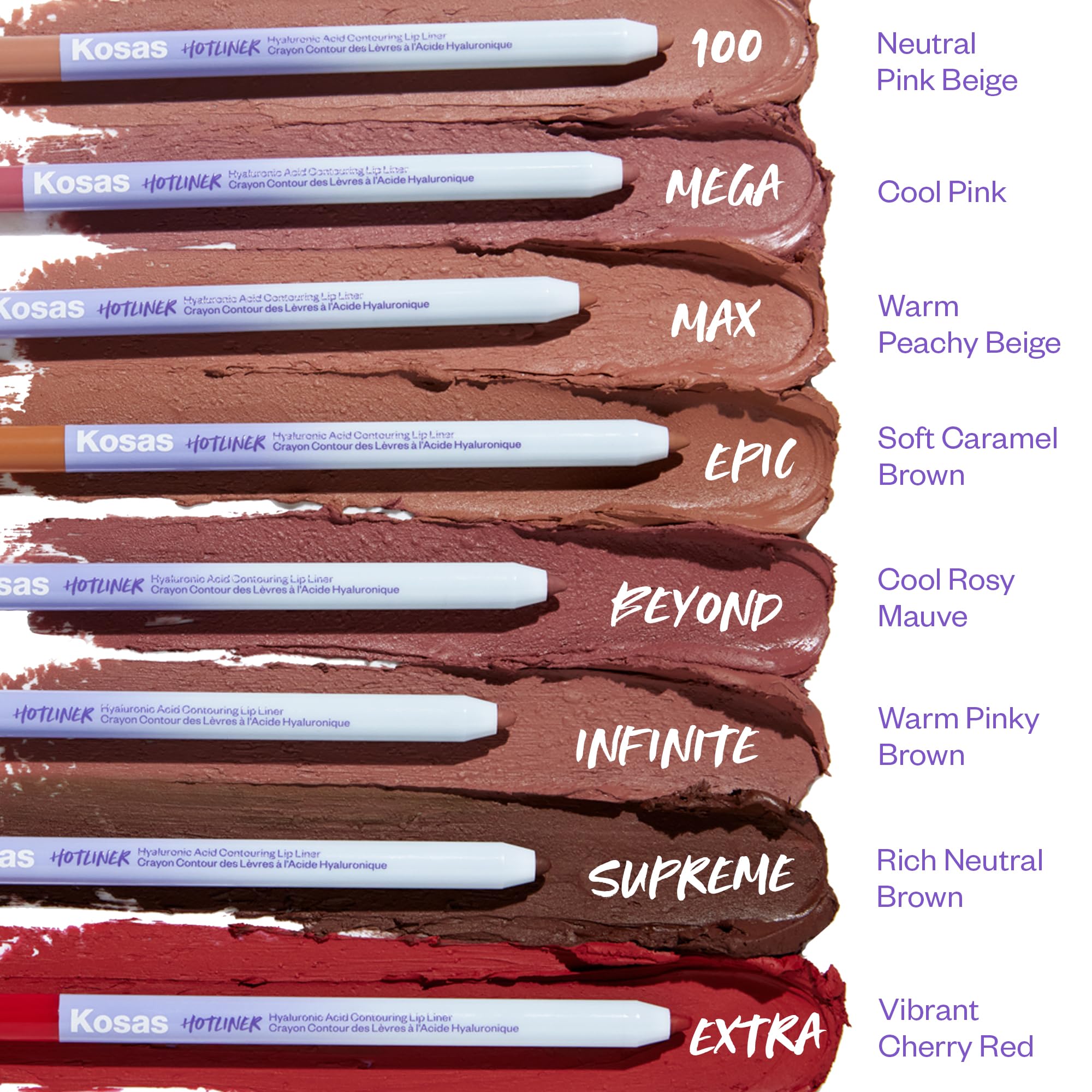 Kosas Hotliner Retractable Lip Liner Pencil with Built-In Brush & Sharpener – Hydrating, Long-Wear
