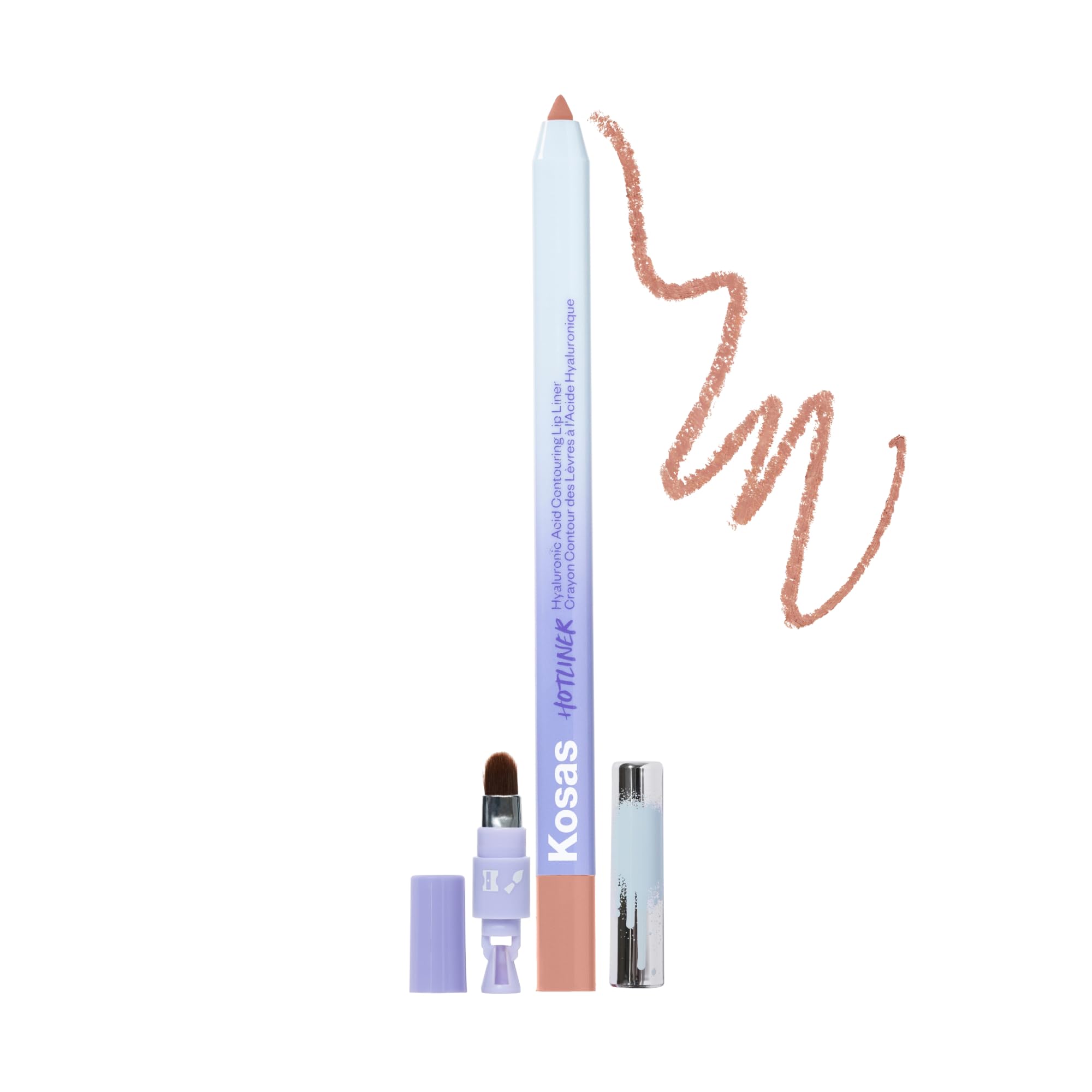 Kosas Hotliner Retractable Lip Liner – Built-In Sharpener & Brush, Hydrating & Long-Lasting