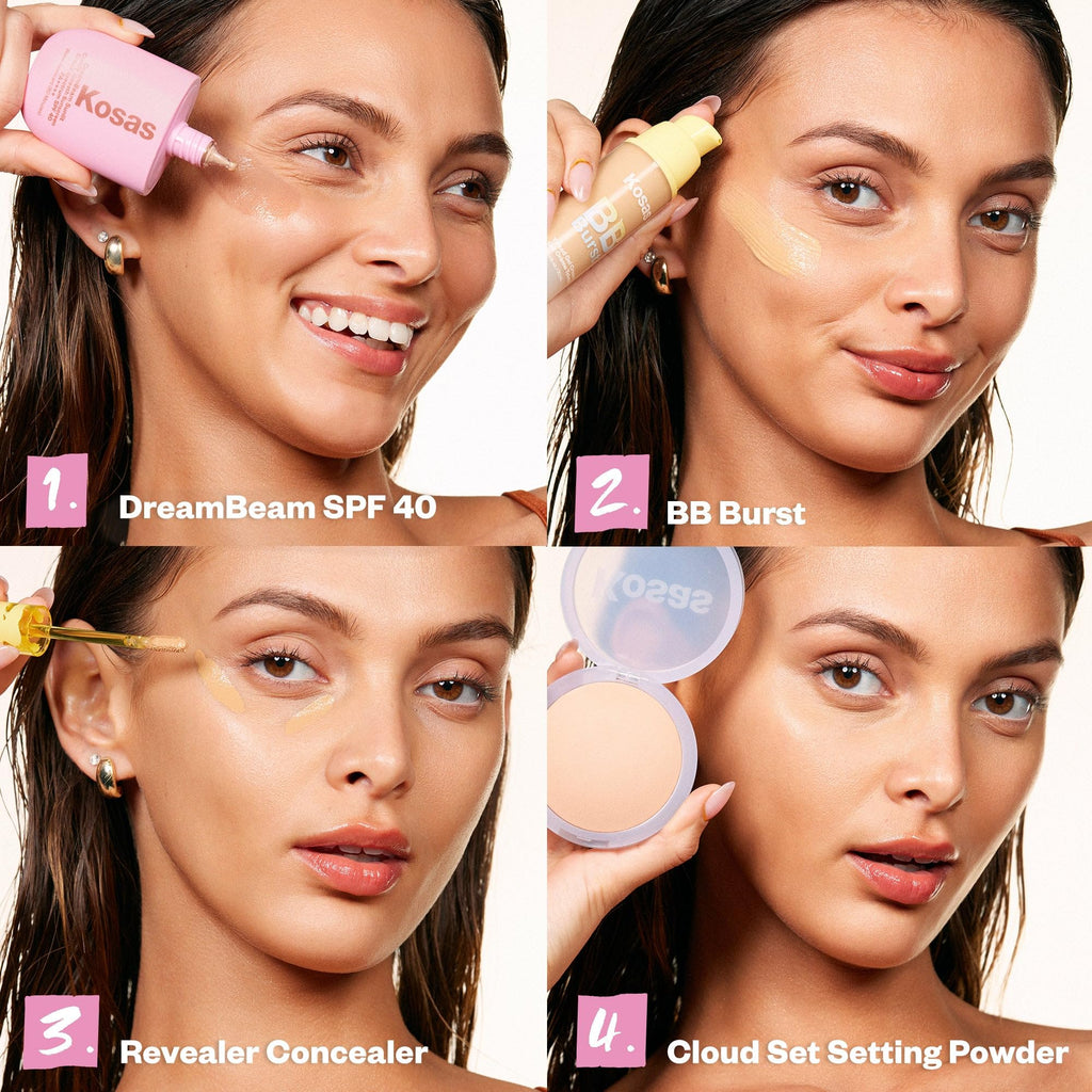 Kosas Mini DreamBeam SPF 40 Water-Resistant Sunscreen – Travel Size Face Primer with Hyaluronic Acid, Ceramides & Peptides