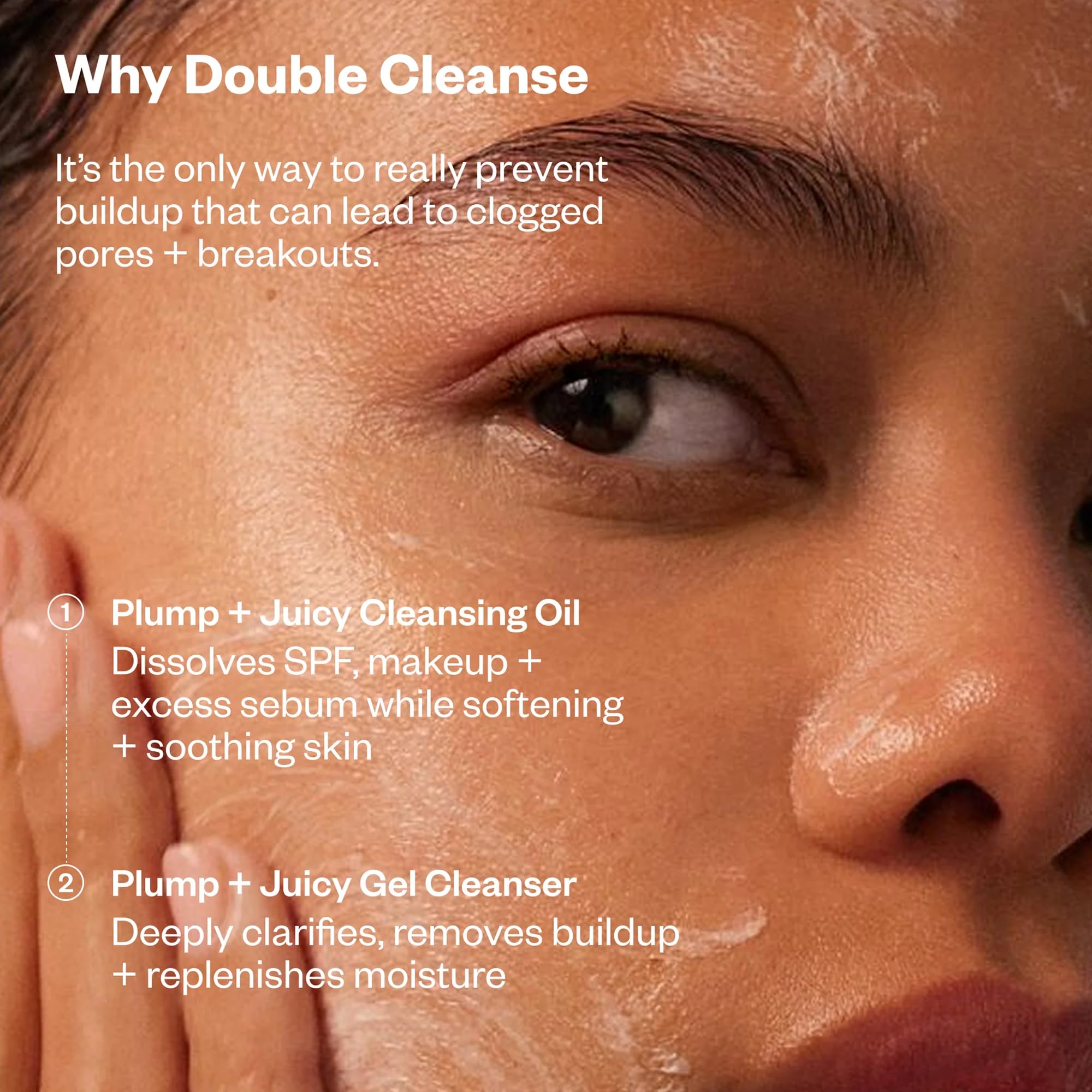 Kosas Mini Plump + Juicy Double Cleansing System — Botanical Oil + Gel Cleanser Set (Soap & Sulfate Free) for All Skin Types