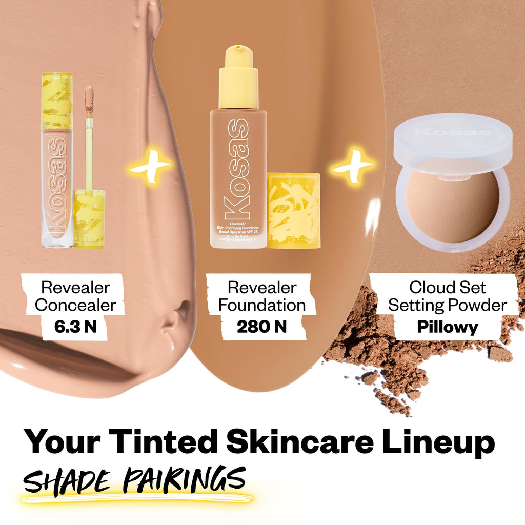 Kosas Revealer Concealer - Medium Coverage with Hyaluronic Acid, Brightening, Hydrating, Vegan & Long-Lasting (Tone 6.3 N)