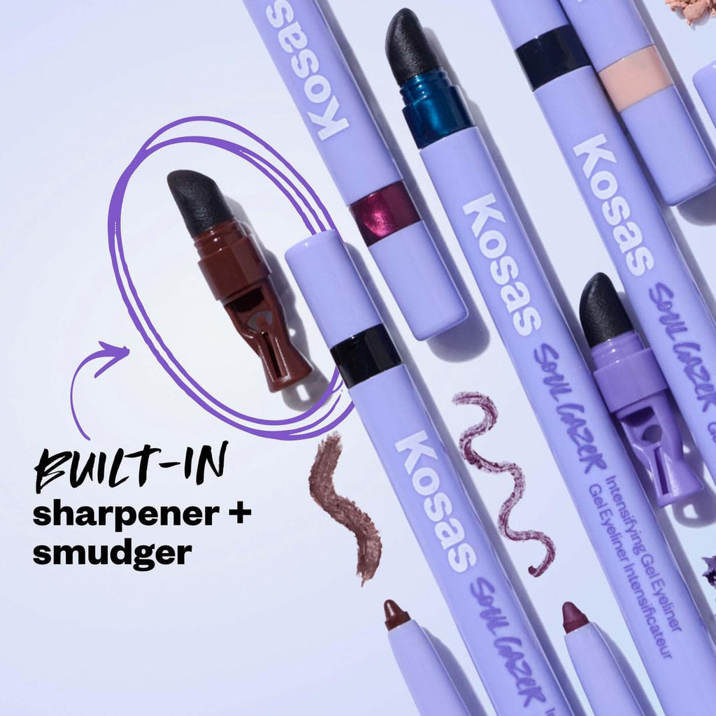 Kosas Soulgazer Gel Eyeliner (Depth) – Waterproof, Hypoallergenic, Hyaluronic Acid, Retractable Pencil – Warm Brown Matte