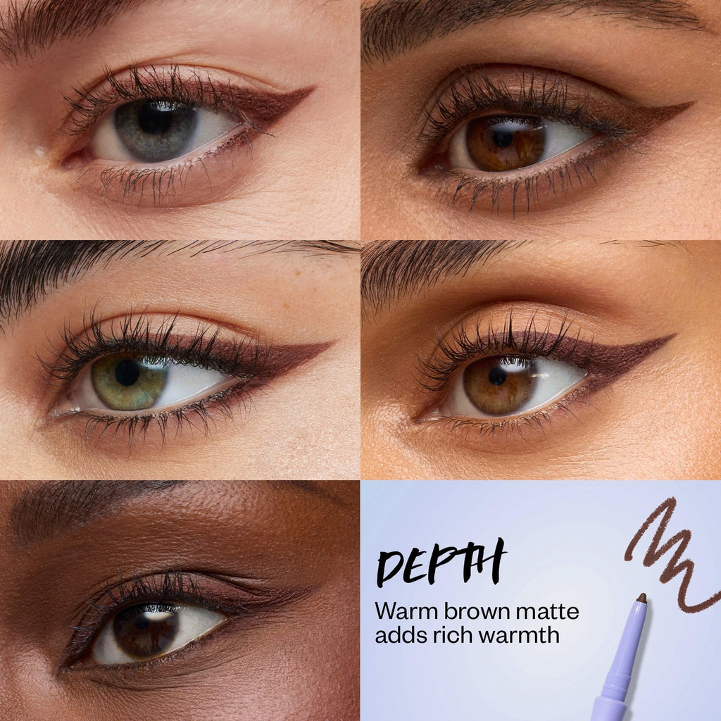 Kosas Soulgazer Gel Eyeliner (Depth) – Waterproof, Hypoallergenic, Hyaluronic Acid, Retractable Pencil – Warm Brown Matte