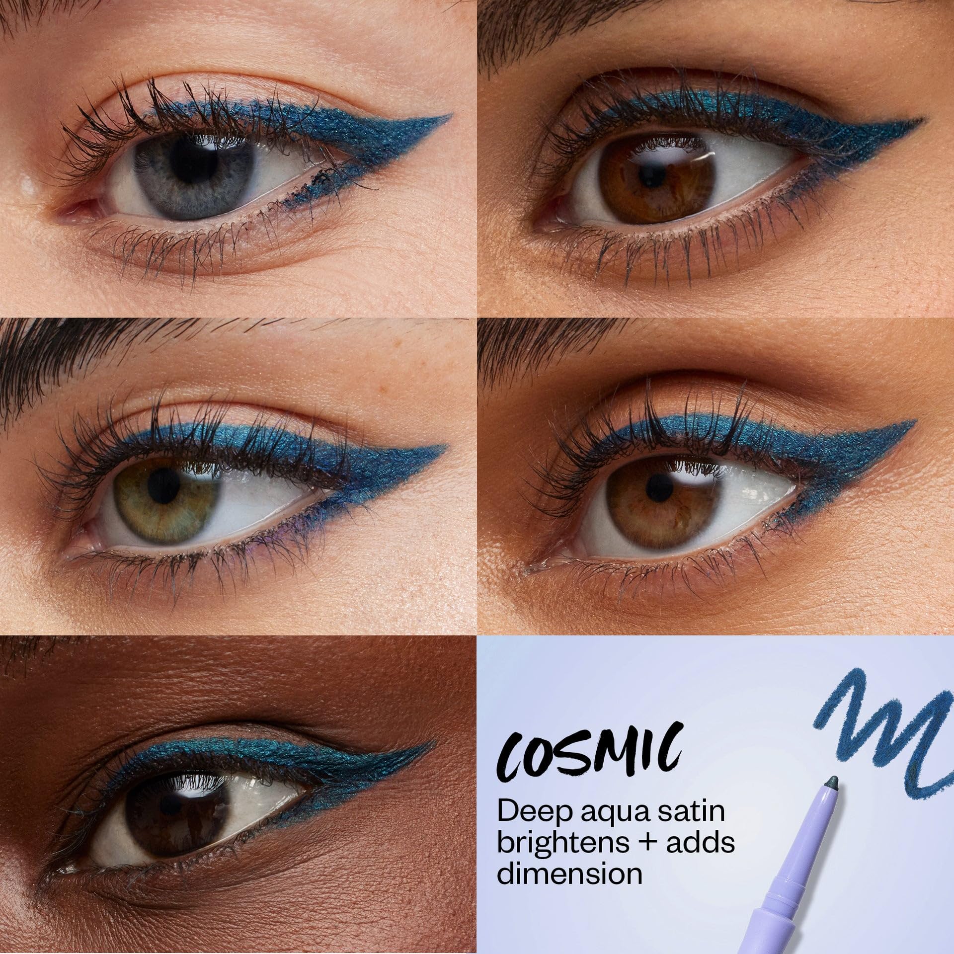 Kosas Soulgazer Gel Eyeliner Cosmic – Waterproof, Smudge-Proof with Hyaluronic Acid | Retractable Pencil + Sharpener & Smudger