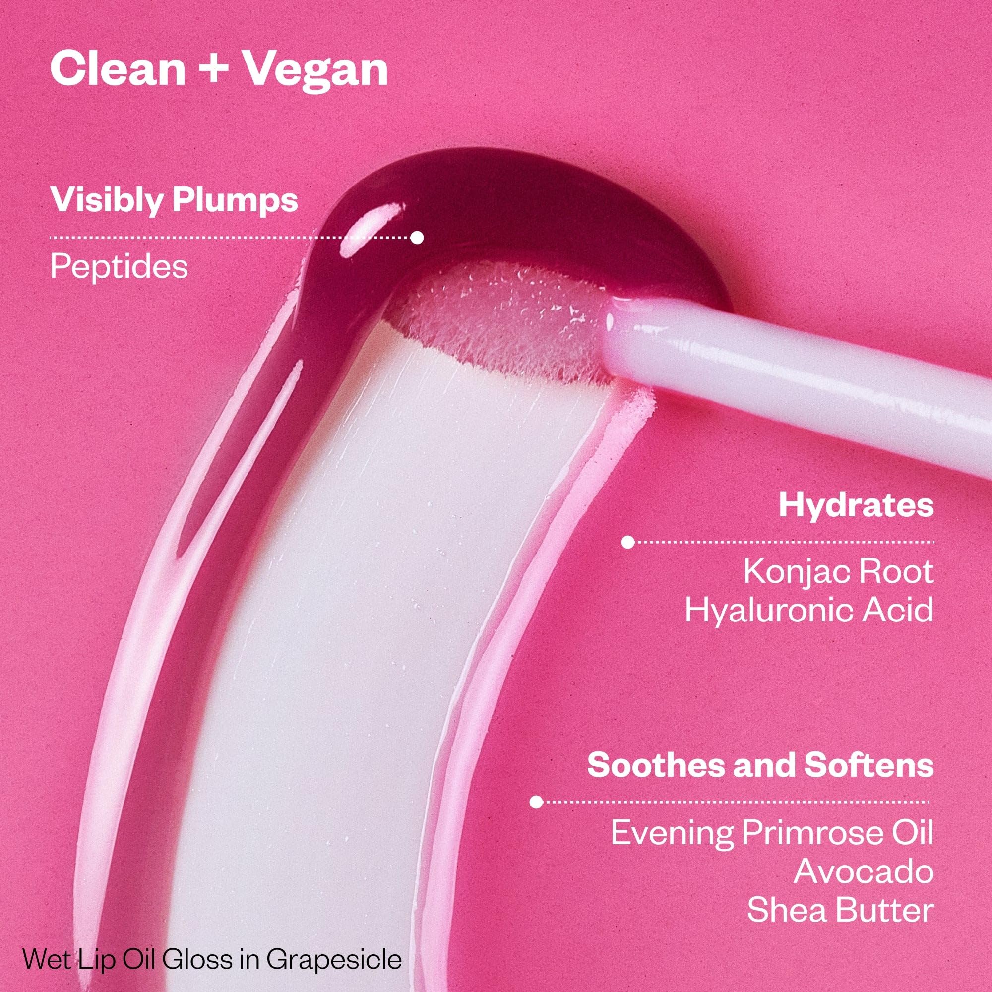 Kosas Wet Lip Oil Gloss – Sheer Pinkish Lavender Hydrating Lip Treatment (Grapesicle) 0.15 oz