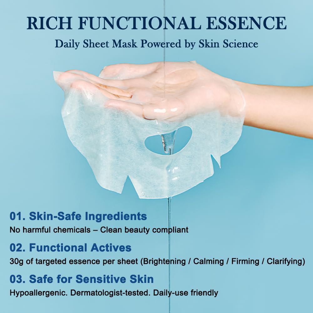 KOSBEAUTY NACIFIC Face Masks – Premium 10-Sheet Variety Pack for All Skin Types | Hyaluronic Acid, Ceramide & Vitamins