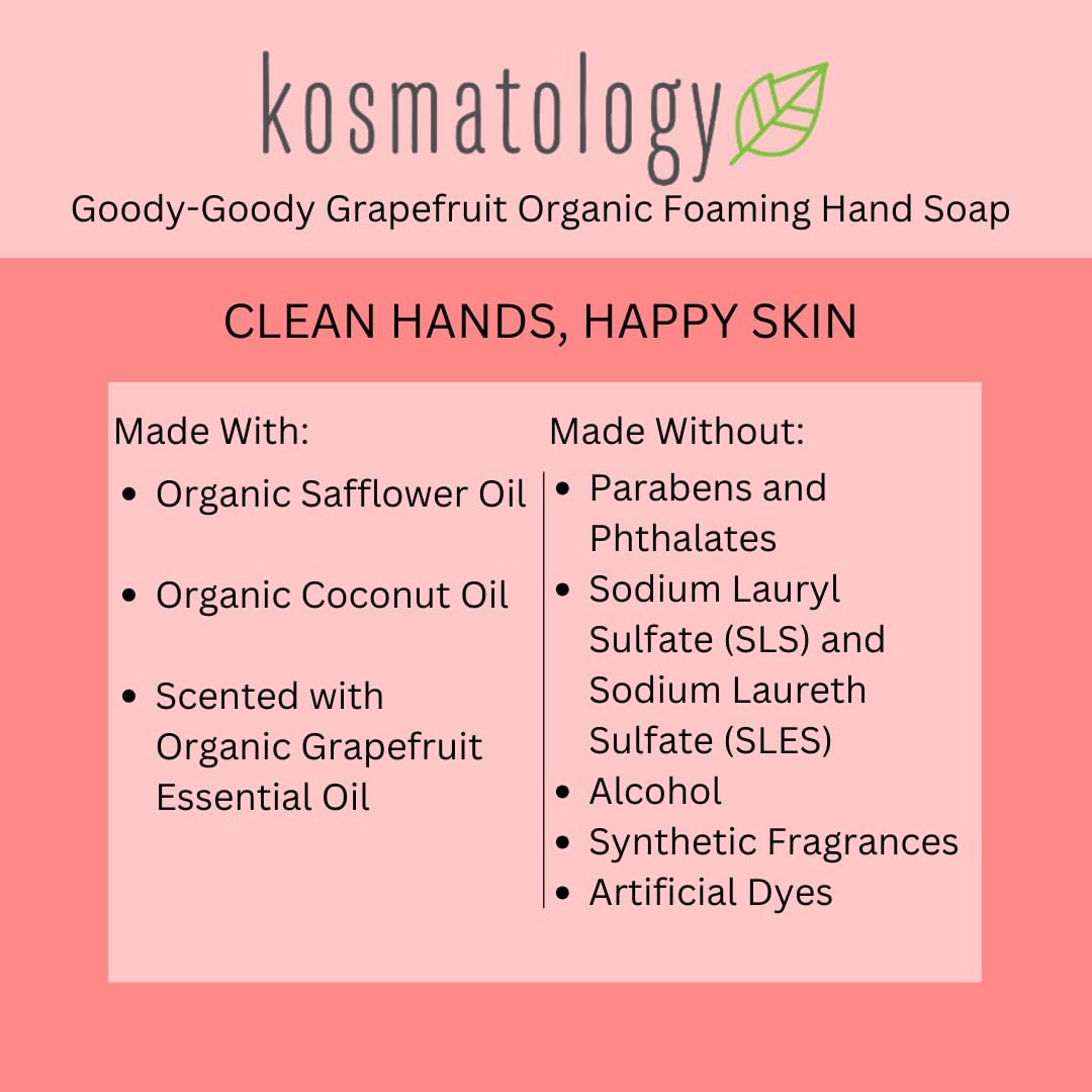 Kosmatology Goody-Goody Grapefruit Foaming Hand Soap | Organic Moisturizing Hand Wash 8.5 fl oz
