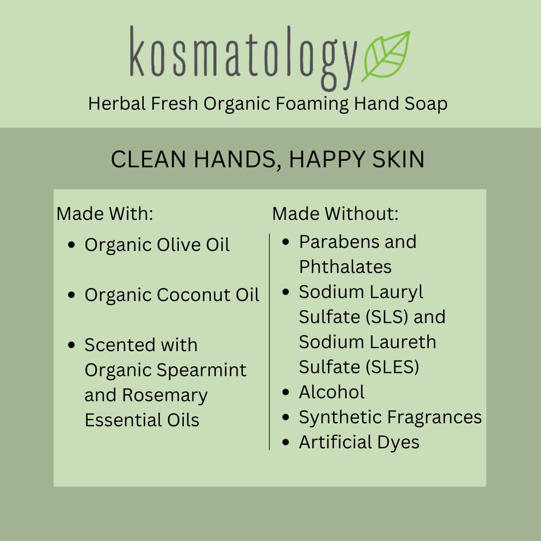 Kosmatology Herbal Fresh Spearmint Rosemary Organic Foaming Hand Soap | 8.5 fl oz