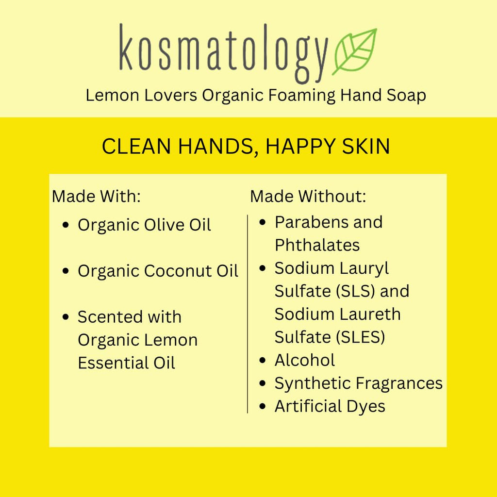 Kosmatology Lemon Lovers Organic Foaming Hand Soap | Moisturizing Hand Wash, 8.5 fl oz