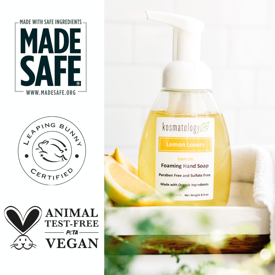 Kosmatology Lemon Lovers Organic Foaming Hand Soap | Moisturizing Hand Wash, 8.5 fl oz