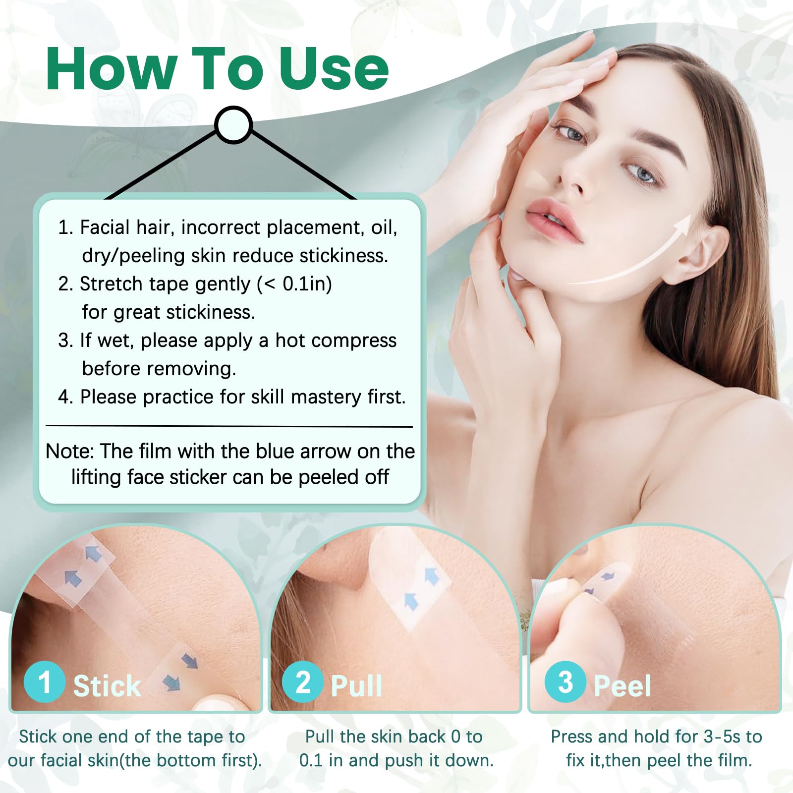 KOSOBO Face Neck Tape Invisible – Instant Facelift, Seamless V-Edge Patches (1 Pack)