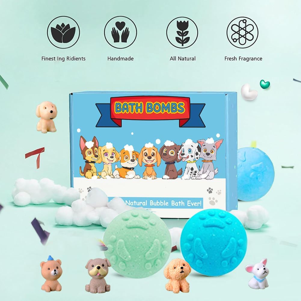 Kottke Kids Bath Bombs with Surprise Puppy – 20 Pack Organic Bubble Gift Set