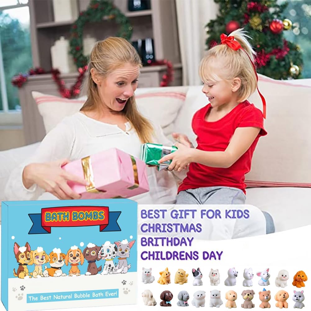 Kottke Kids Bath Bombs with Surprise Puppy – 20 Pack Organic Bubble Gift Set