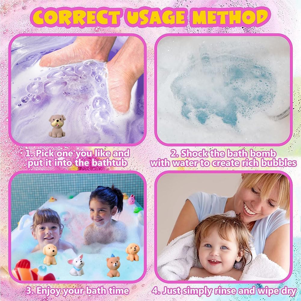 Kottke Kids Bath Bombs with Surprise Puppy – 20 Pack Organic Bubble Gift Set