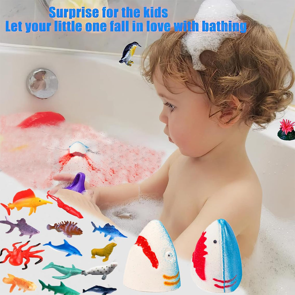 Kottke Kids Bath Bombs with Surprise Inside — 4-Pack Shark Ocean Bath Bombs