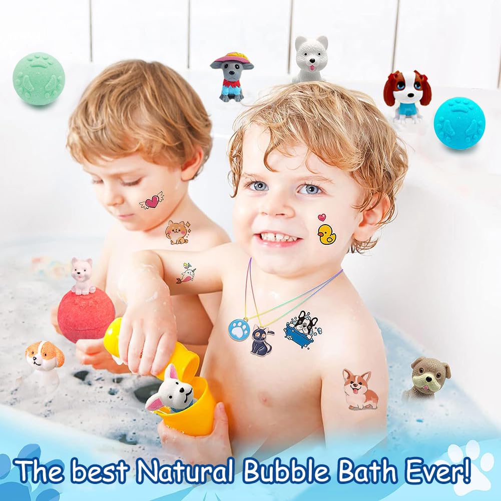 Kottke Kids Bath Bombs with Surprise Puppy – 20 Pack Organic Bubble Gift Set