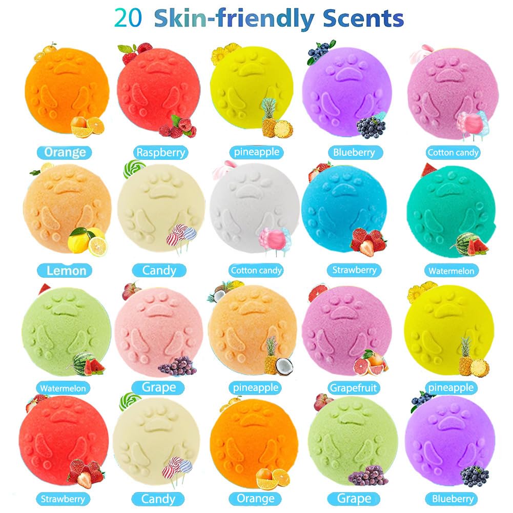 Kottke Kids Bath Bombs with Surprise Puppy – 20 Pack Organic Bubble Gift Set