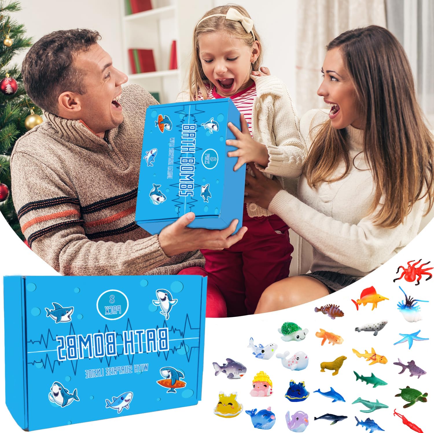 Kottke Shark Bath Bombs for Kids – Surprise Inside Sea Animals, Natural & Safe Bubble Bath Gift Set