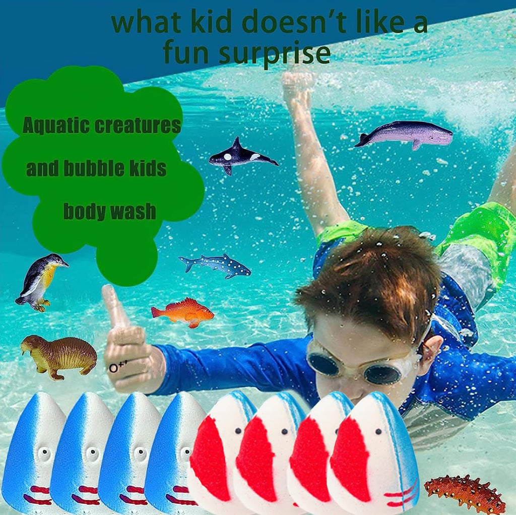Kottke Shark Bath Bombs for Kids – Surprise Inside Sea Animals, Natural & Safe Bubble Bath Gift Set