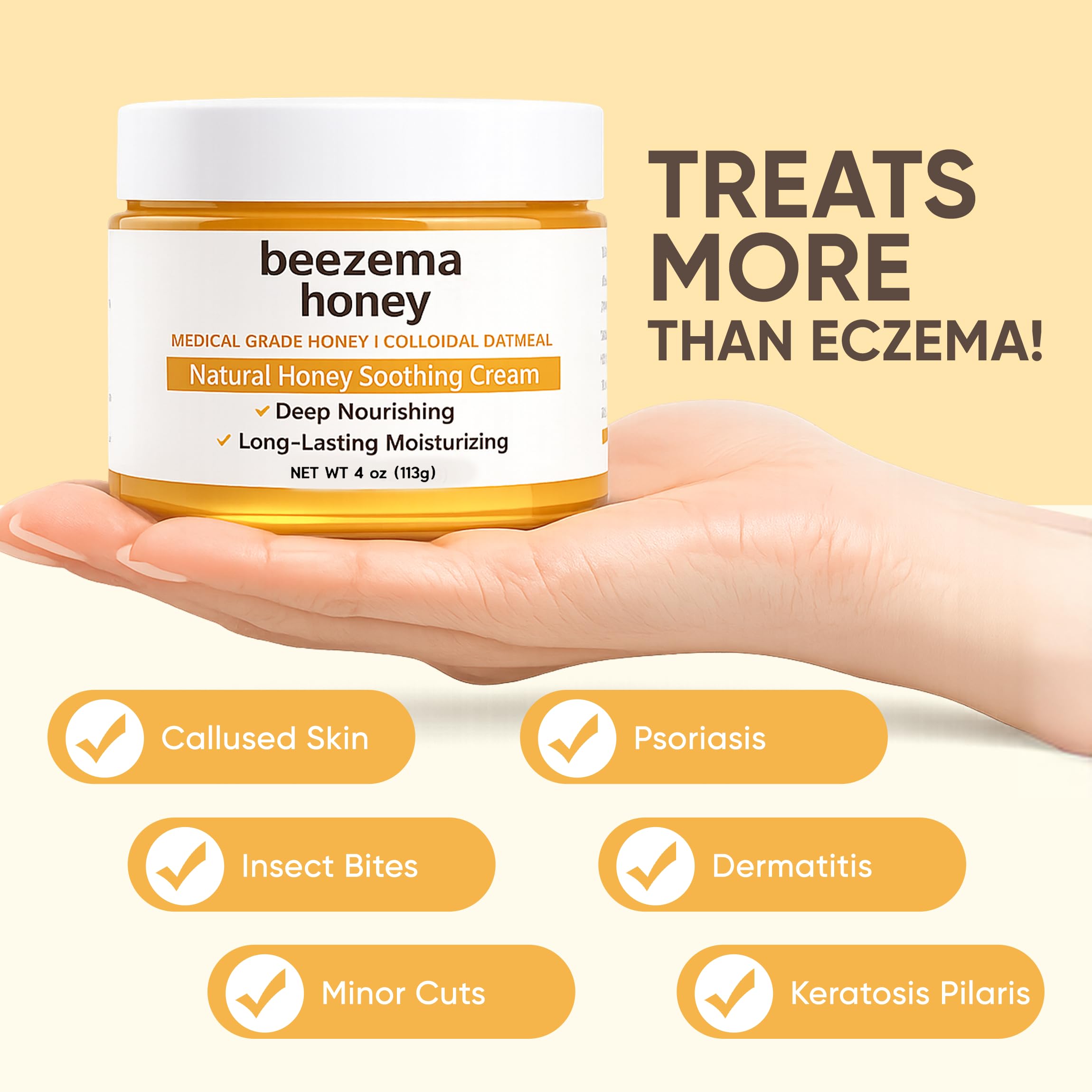 KOVGOCY Beezema Medical Grade Honey Cream – Manuka Honey, Colloidal Oatmeal, Unscented, 4oz
