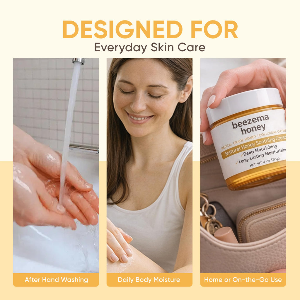 KOVGOCY Beezema Medical Grade Honey Cream – Manuka Honey, Colloidal Oatmeal, Unscented, 4oz