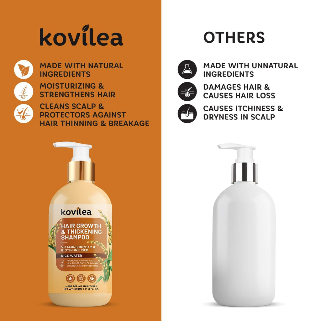 Kovilea Rice Water Hair Growth Shampoo | Thickening & Regrowth Formula 11.8 oz