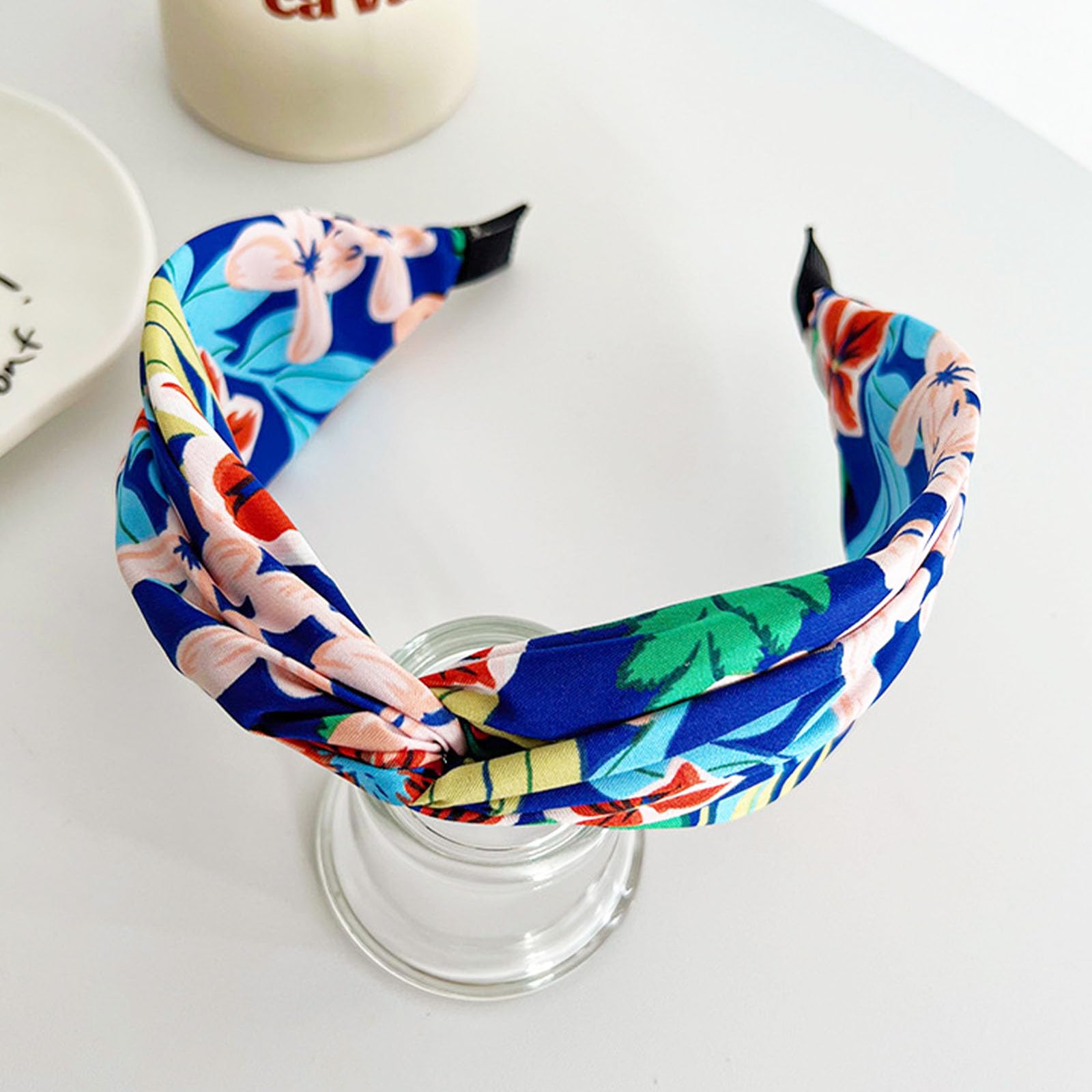 KOVOLITU 4-Pack Floral Leaves Headbands – Wide Knotted Cross-Knot Hair Bands for Women