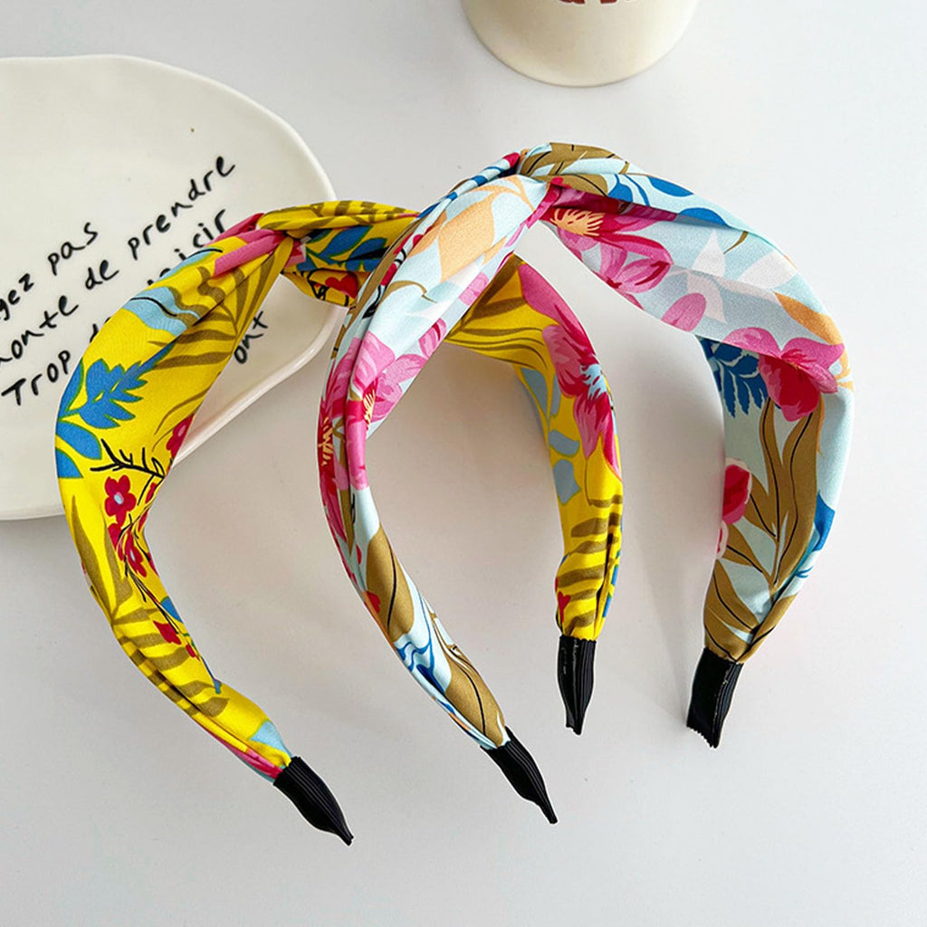 KOVOLITU 4-Pack Floral Leaves Headbands – Wide Knotted Cross-Knot Hair Bands for Women
