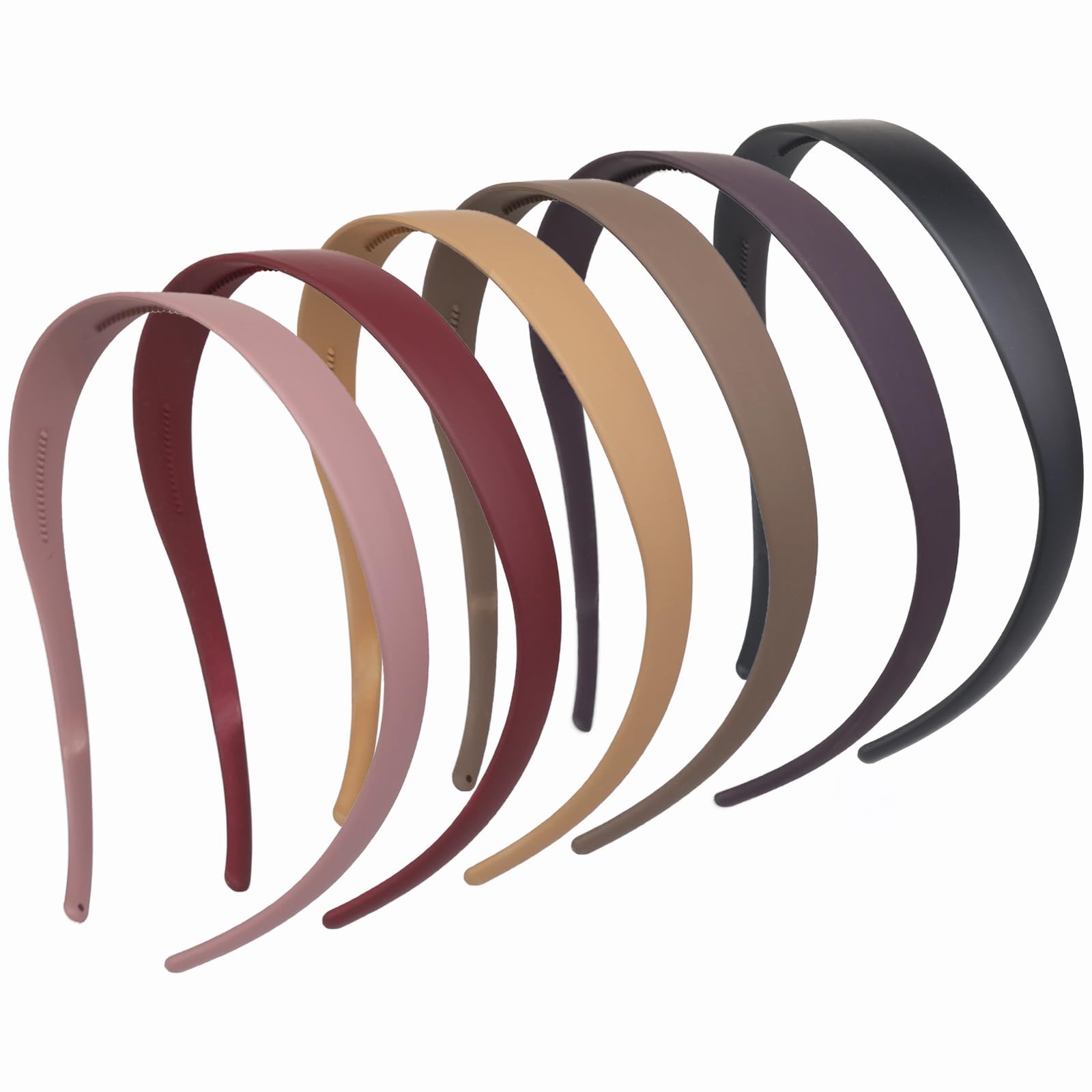 KOVOLITU 6 Pack Headbands for Glasses – Flexible No-Pressure Hairbands with Teeth, Matte Finish
