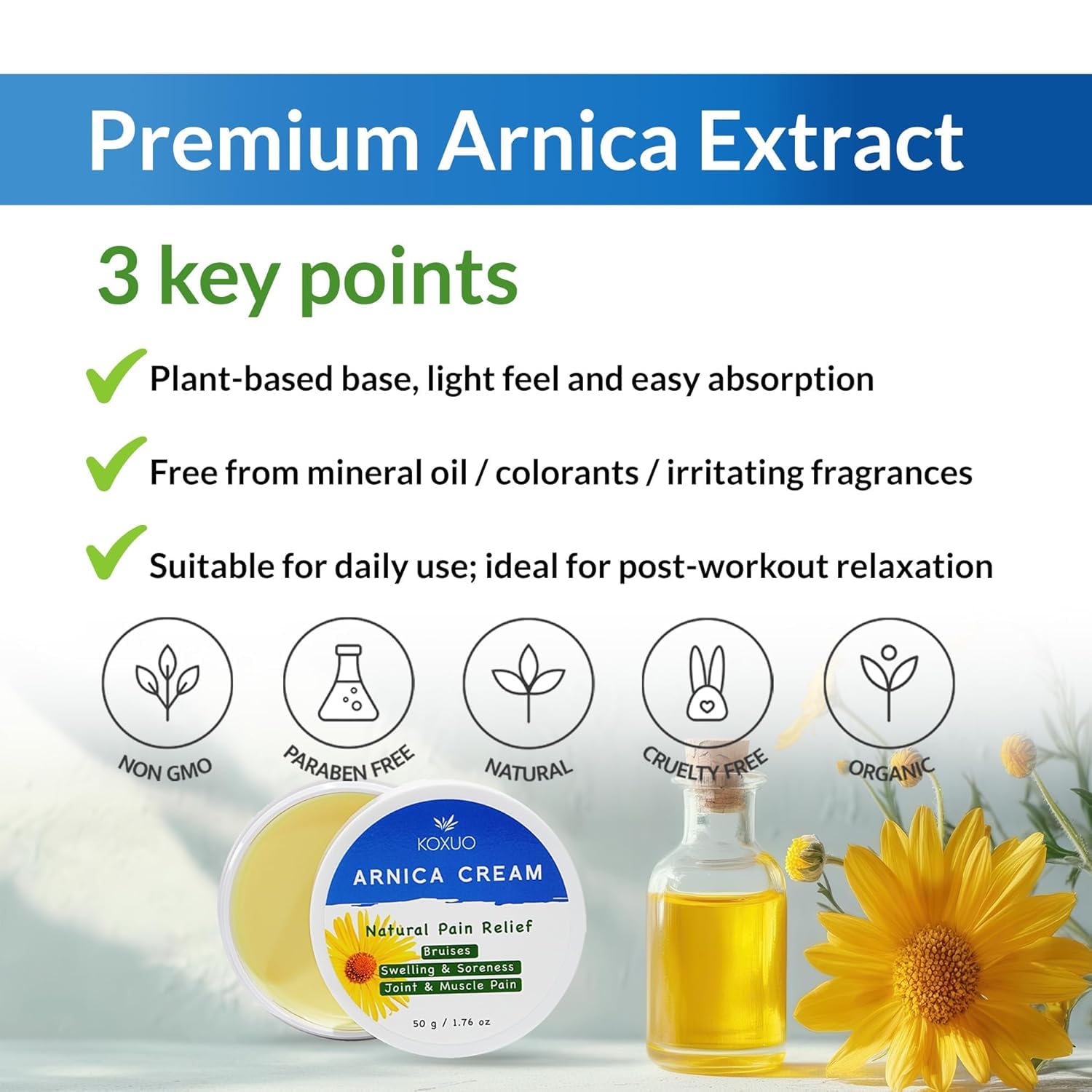 KOXUO Arnica Cream – Balm-Like Face & Body Salve, 50g