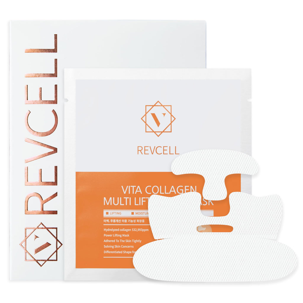 KPRODUCT4U Revcell Vita Collagen Full Face Lifting Mask – 5 Sheets, 95g, White