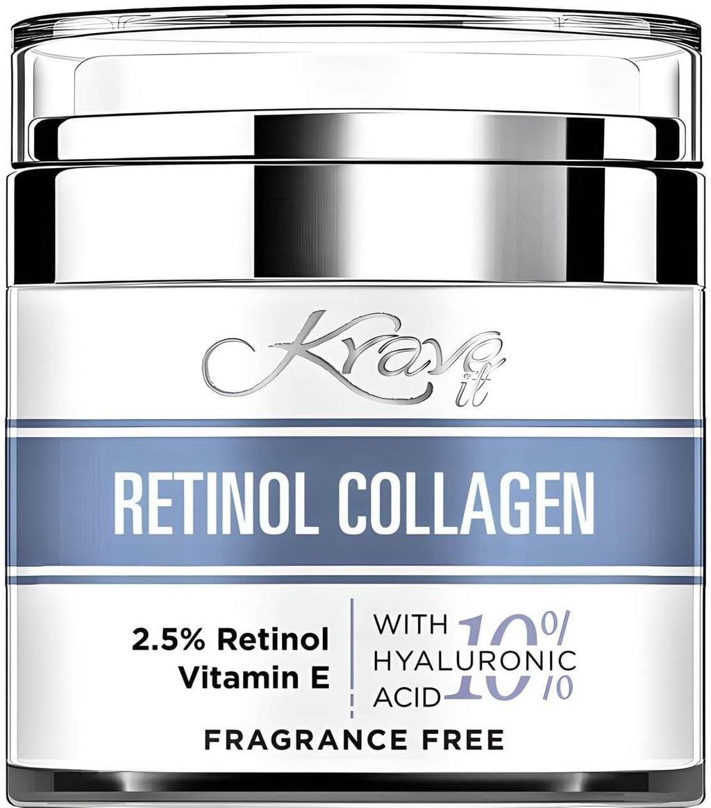 KRAVE IT Day & Night Cream – 2.5% Retinol, 10% Hyaluronic Acid, Fragrance Free