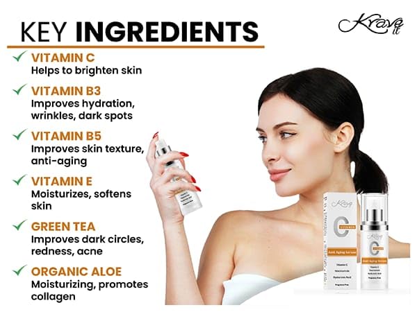 KRAVE IT Vitamin C Serum with Niacinamide & Hyaluronic Acid – 1 oz, Fragrance-Free, Pro-Recommended
