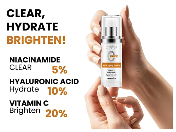 KRAVE IT Vitamin C Serum with Niacinamide & Hyaluronic Acid – 1 oz, Fragrance-Free, Pro-Recommended
