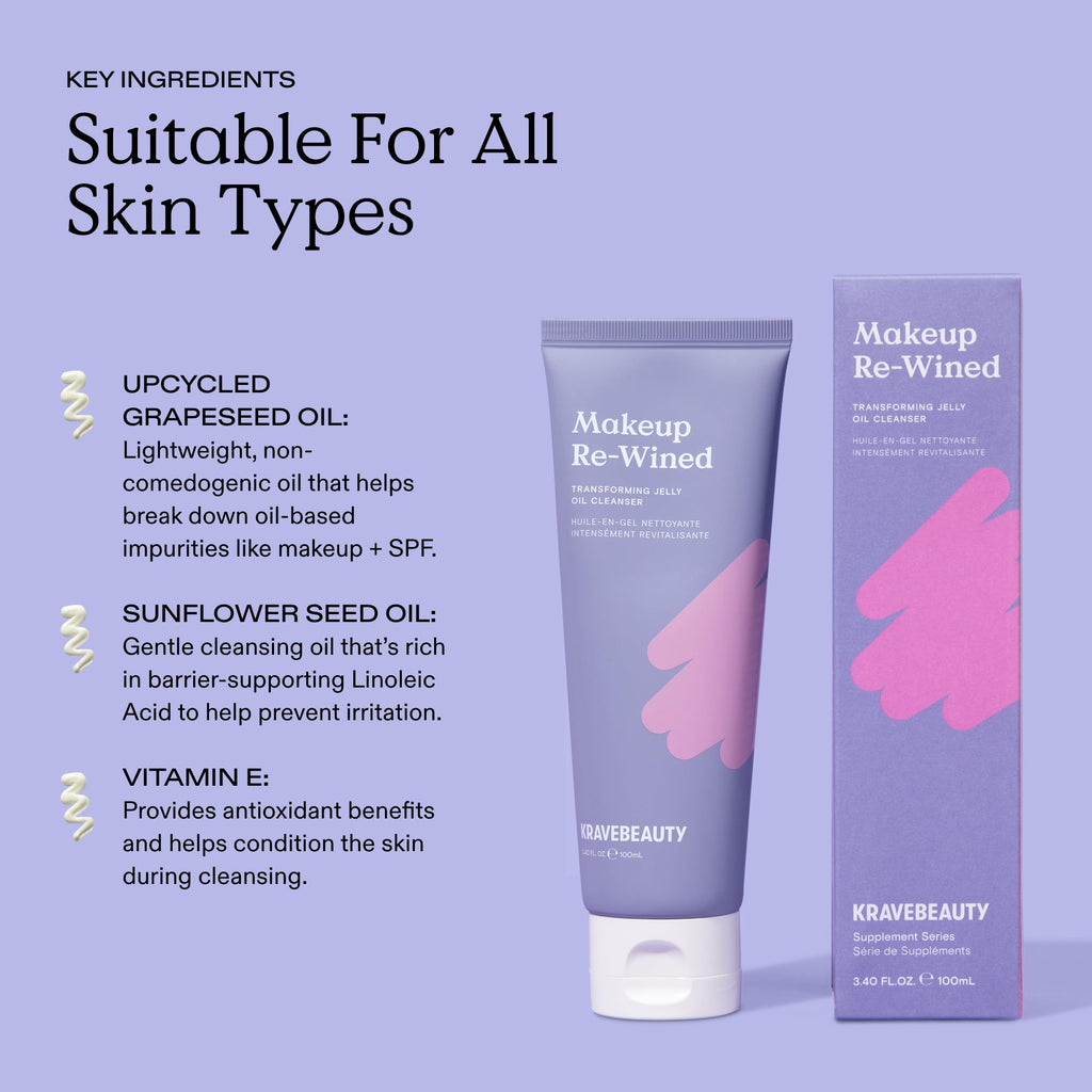 KraveBeauty Makeup Re-Wined Jelly Oil Cleanser – Vegan, Cruelty-Free K-Beauty (3.4 fl oz)